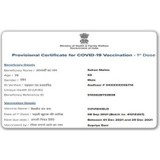 CoWin Certificate PVC Print